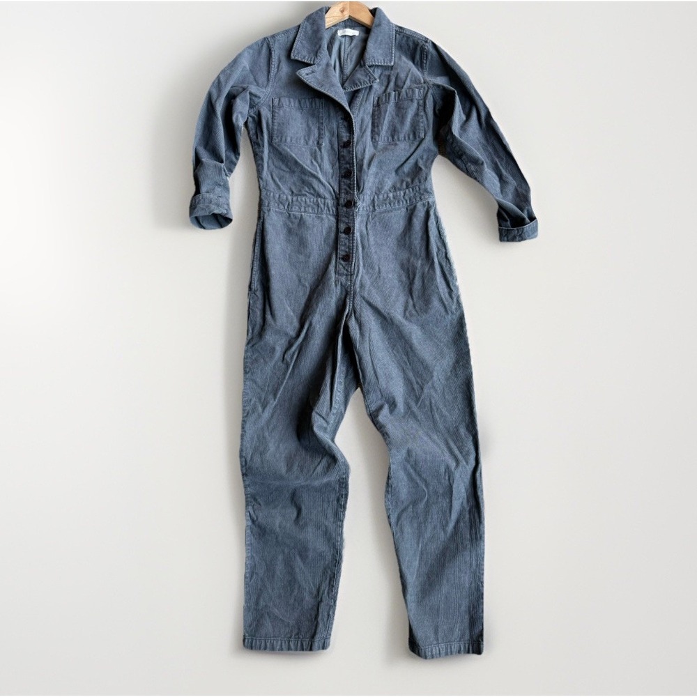 Outerknown Lou Cord Jumpsuit Womens XS Navy Organic Cotton Boiler Suit $188